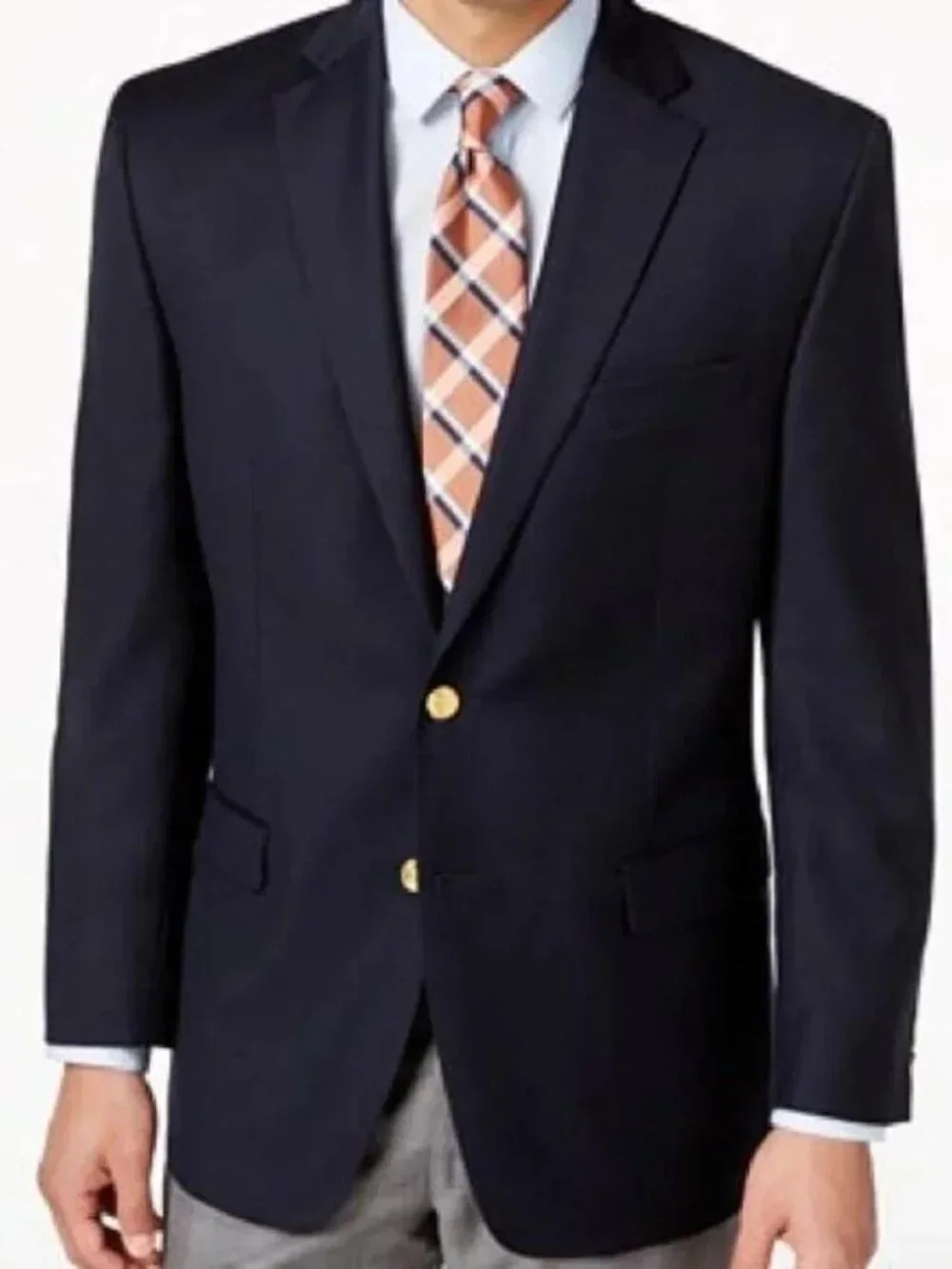 RALPH LAUREN Navy Wool Blazer Gold Crest Buttons Preppy Size 40R/42R